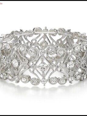 Crystal Cluster Tennis Stretch Bracelet Wedding Bride Formal Jewelry